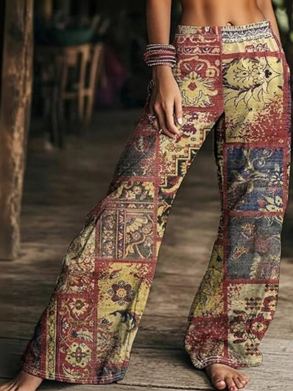 Women's Casual Flowy Long Trousers - Picture 4 of 5